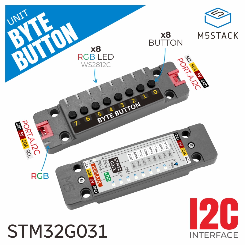 Smart Home Integration - M5Stack 공식 제품, 8채널 터치 스위치