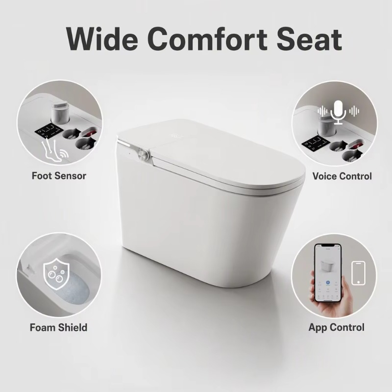 화이트 스마트 변기 사각형 변기 바닥 설치형 온열 시트 - Smart Home Control 리뷰 및 가격