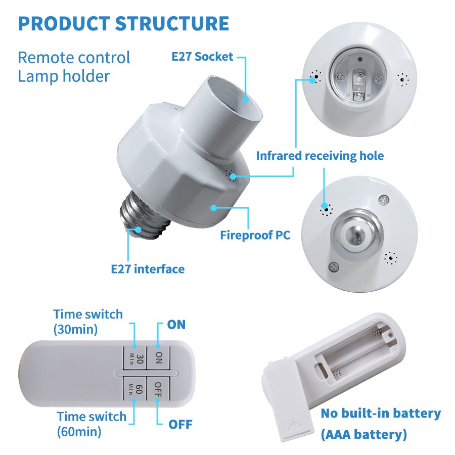 스마트 타이머 스위치 무선 리모컨, E27, 15m 범 - Voice Control Light Bulb 리뷰 및 가격