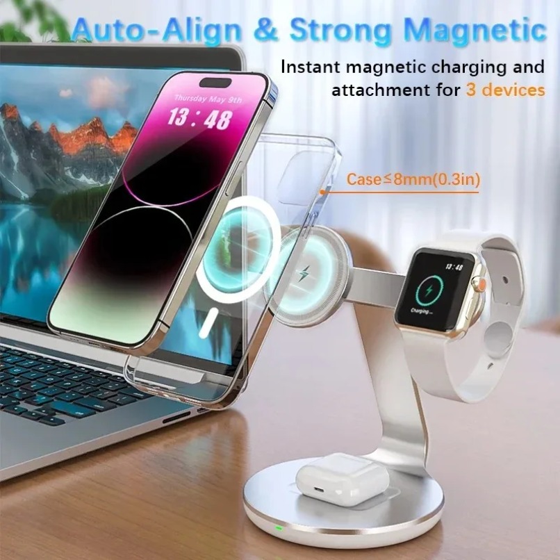 3 in 1 무선 충전 스탠드 360도 회전 3개 충전 - Smart Home Apple 리뷰 및 가격