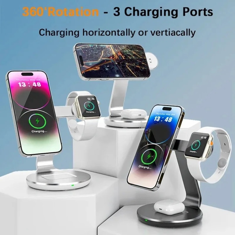 3 in 1 무선 충전 스탠드 360도 회전 3개 충전 - Smart Home Apple 리뷰 및 가격