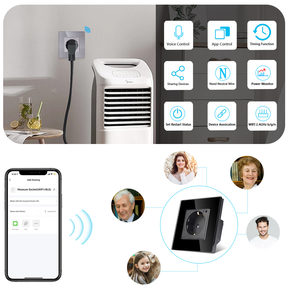 TAWOIA Wifi 벽 소켓 EU 표준 유리 프레임  - Smart Home For Windows 리뷰 및 가격