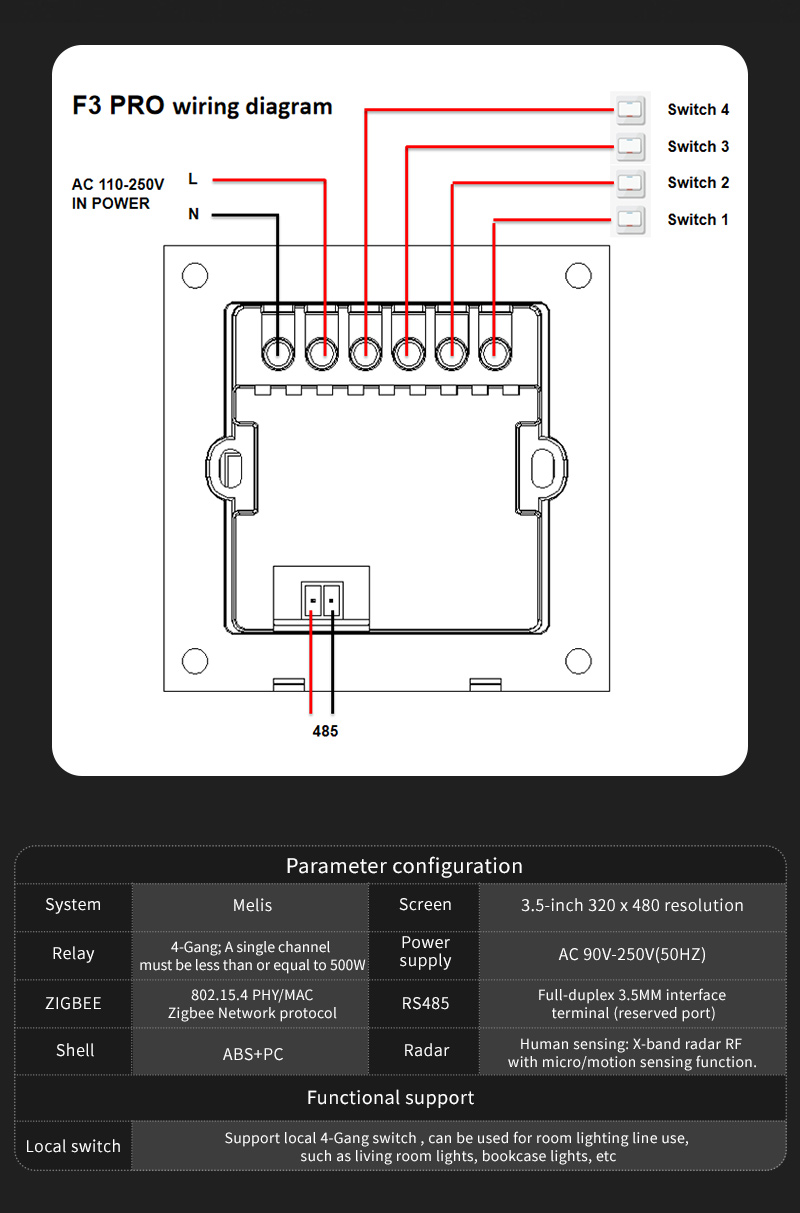 F3 Pro 3.5인치 IPS 터치 패널 스마트 스위치 - Smart Home Touchscreen Control Panel 리뷰 및 가격