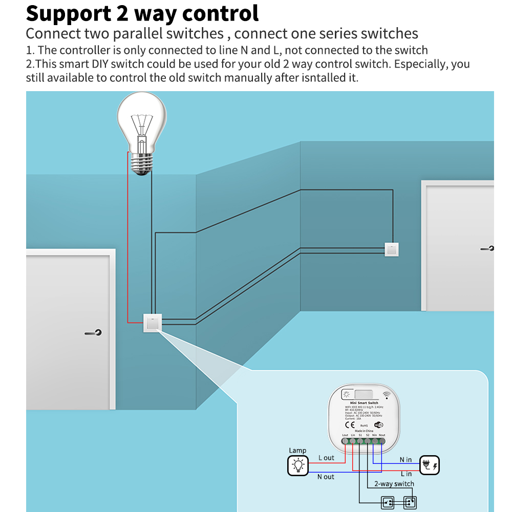 Tuya WiFi 스마트 자체 전원 공급 조명 스위치, - Smart Home Button 리뷰 및 가격